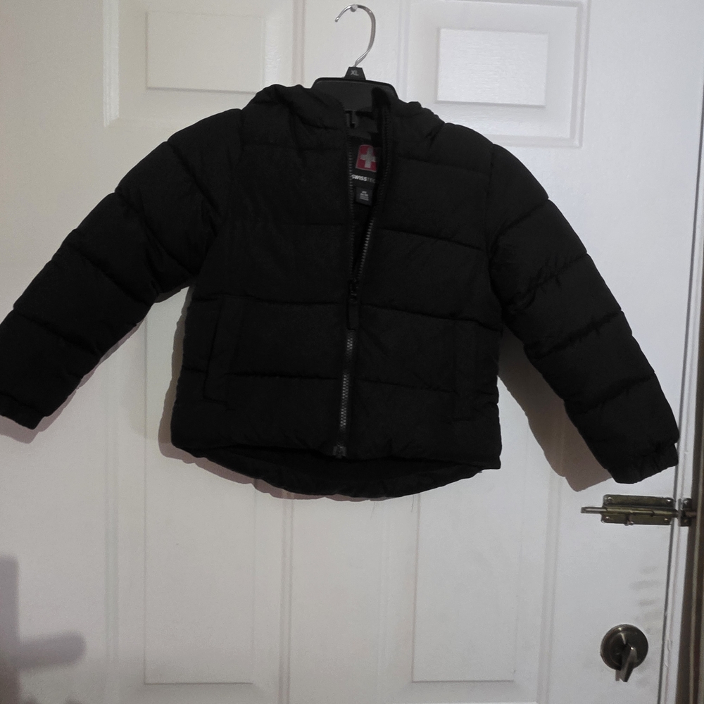Swiss Tech Kids Black Hooded Puffer Jacket